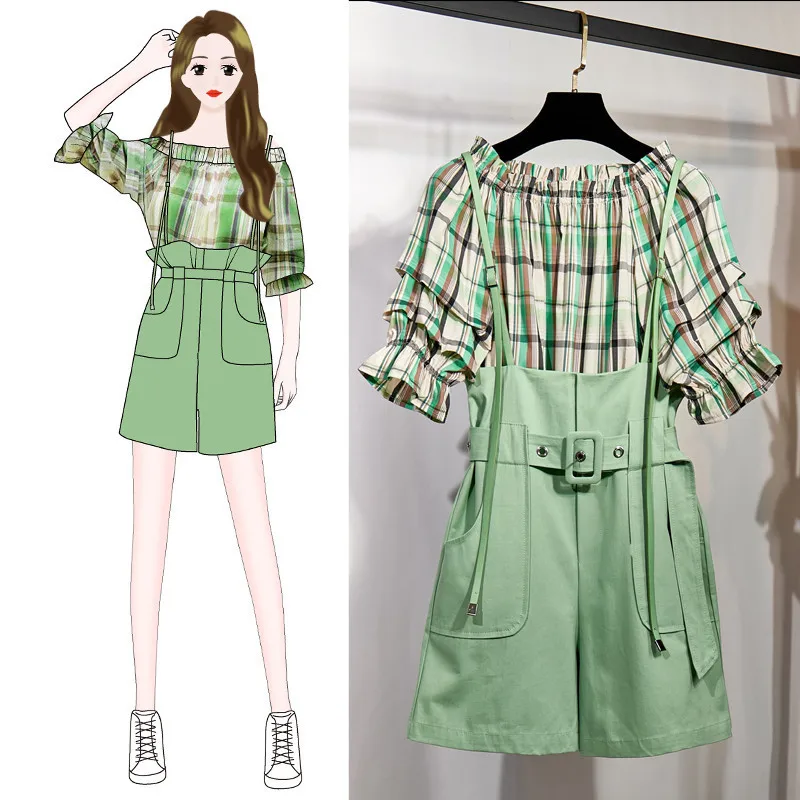 ICHOIX 2 Piece Set Women Korean Avocado Green Playsuits plaid blouse student girl Two pieces Summer Outfits shorts set Festival
ICHOIX 2 Piece Set Women Korean Avocado Green Playsuits plaid blouse student girl Two pieces Summer Outfits shorts set Festival