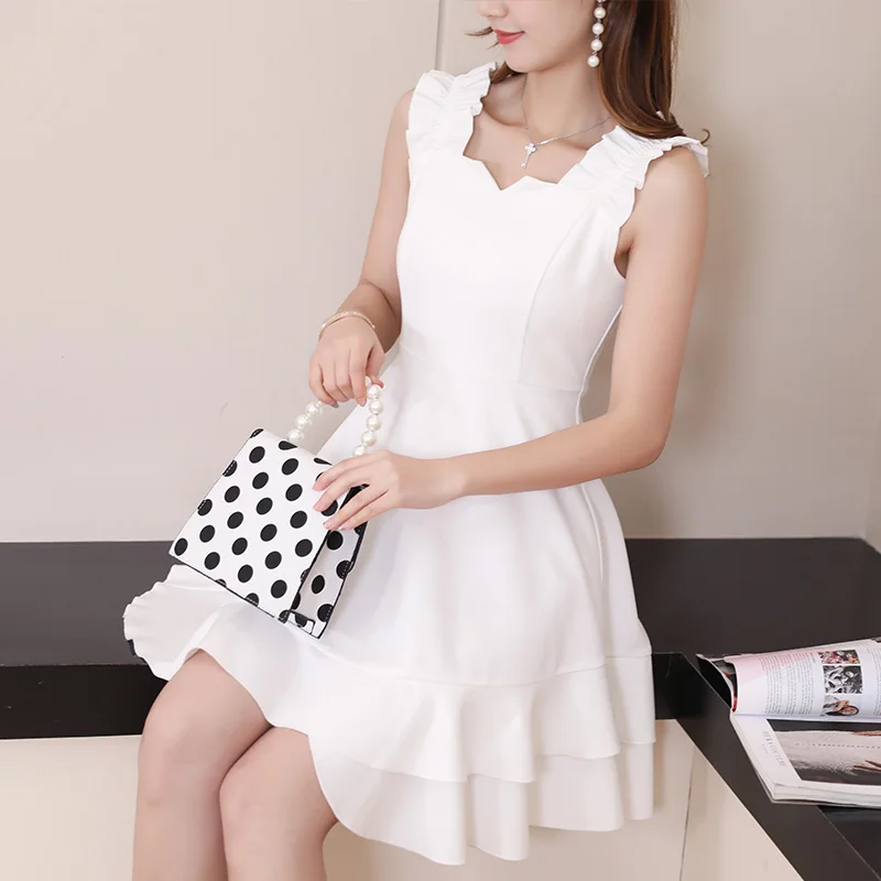 Summer dress 2019 Elegant Women Ladies Korean Solid Dress Casual Sleeveless Vest A-line white mini dress Female Vestidos
Summer dress 2019 Elegant Women Ladies Korean Solid Dress Casual Sleeveless Vest A-line white mini dress Female Vestidos