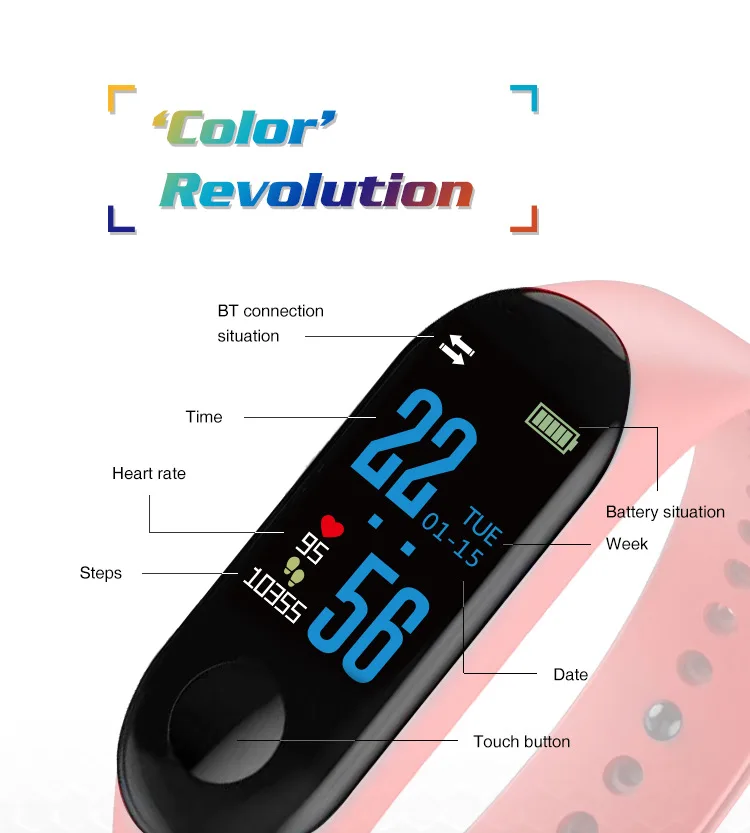 Fitness Bracelet Blood Pressure Outdoor IPS Color Screen Heart Rate Monitor Smart Bracelet Tracker Oxygen Waterproof Wristbands