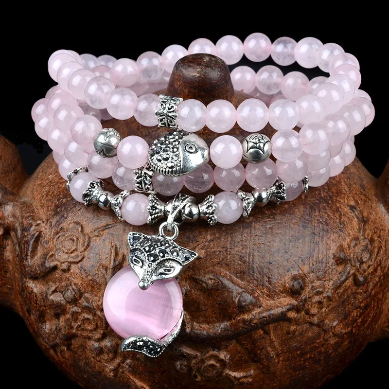 Fox bracelet natural rose stone handmade crystal beads multi-layer charm stretch wrap bracelets tibet antique silver jewelry
Fox bracelet natural rose stone handmade crystal beads multi-layer charm stretch wrap bracelets tibet antique silver jewelry