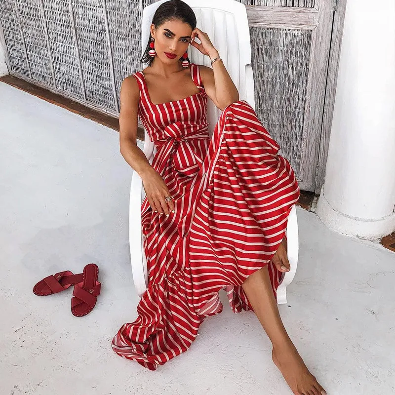 Oulylan Women Summer Style Bohemia Dress Ladies Stripes Design Red White Dresses Sexy Strapless Casual Elegant Beach Long Dress
Oulylan Women Summer Style Bohemia Dress Ladies Stripes Design Red White Dresses Sexy Strapless Casual Elegant Beach Long Dress