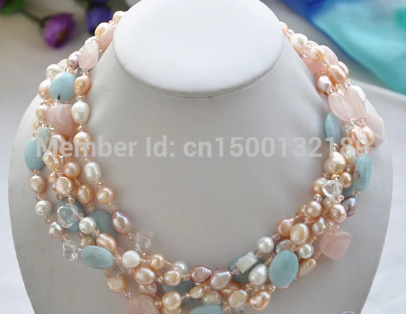 xd j00424 5row 19" pink BAROQUE pearl pink crystal Amazon stone necklace (A0502)
xd j00424 5row 19" pink BAROQUE pearl pink crystal Amazon stone necklace (A0502)