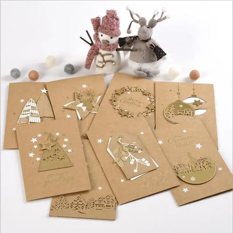 kraft paper greeting cards blessing message christmas birthday