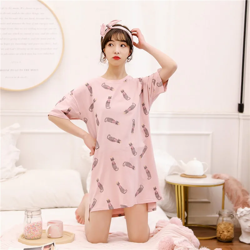 Summer Cotton Cartoon Sleepwear Short Sleeves Nightgown Round Neck Night Wear Lingerie Nightgown Korean Night Dress Sleepshirts
Summer Cotton Cartoon Sleepwear Short Sleeves Nightgown Round Neck Night Wear Lingerie Nightgown Korean Night Dress Sleepshirts