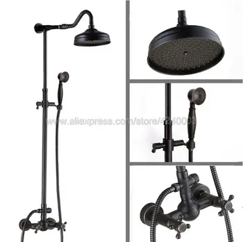 Black Oil Rubbed Brass 8 inch Shower Head Bathroom Shower Faucet Sets Double Handles Mixer Tap with Hand Shower Sprayer Krs704
Black Oil Rubbed Brass 8 inch Shower Head Bathroom Shower Faucet Sets Double Handles Mixer Tap with Hand Shower Sprayer Krs704
