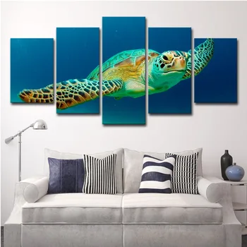 

5 Piece Modern Turtle Ocean Animal Canvas Prints Posters Artwork Seascape Landscape Pictures Paintings on Canvas Wall Art Decor