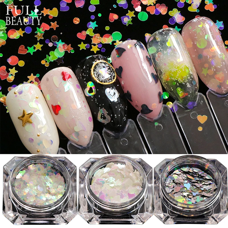 Full Beauty 1 Box Nail Glitter Heart Shape 3D Sequins DIY AB Summer Mermaid Mirror Sheets UV Gel for Nail Art Decoration CH678
Full Beauty 1 Box Nail Glitter Heart Shape 3D Sequins DIY AB Summer Mermaid Mirror Sheets UV Gel for Nail Art Decoration CH678