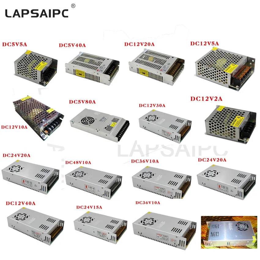 AC85-265V Power Supply 110V 220V to DC5V 12V 24V 36V 48V 1A 2A 3A 5A 10A 15A 20A 30A 40A 80A CCTV / LED Strip driver Adapter
AC85-265V Power Supply 110V 220V to DC5V 12V 24V 36V 48V 1A 2A 3A 5A 10A 15A 20A 30A 40A 80A CCTV / LED Strip driver Adapter