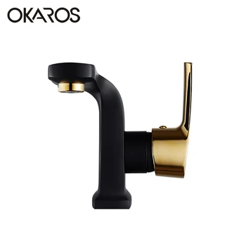 OKAROS Bathroom Basin Faucet Vessel Sink Faucet Black Paint Golden Finish Brass Hot Cold Water Tap Mixer Single Handle Torneira
OKAROS Bathroom Basin Faucet Vessel Sink Faucet Black Paint Golden Finish Brass Hot Cold Water Tap Mixer Single Handle Torneira
