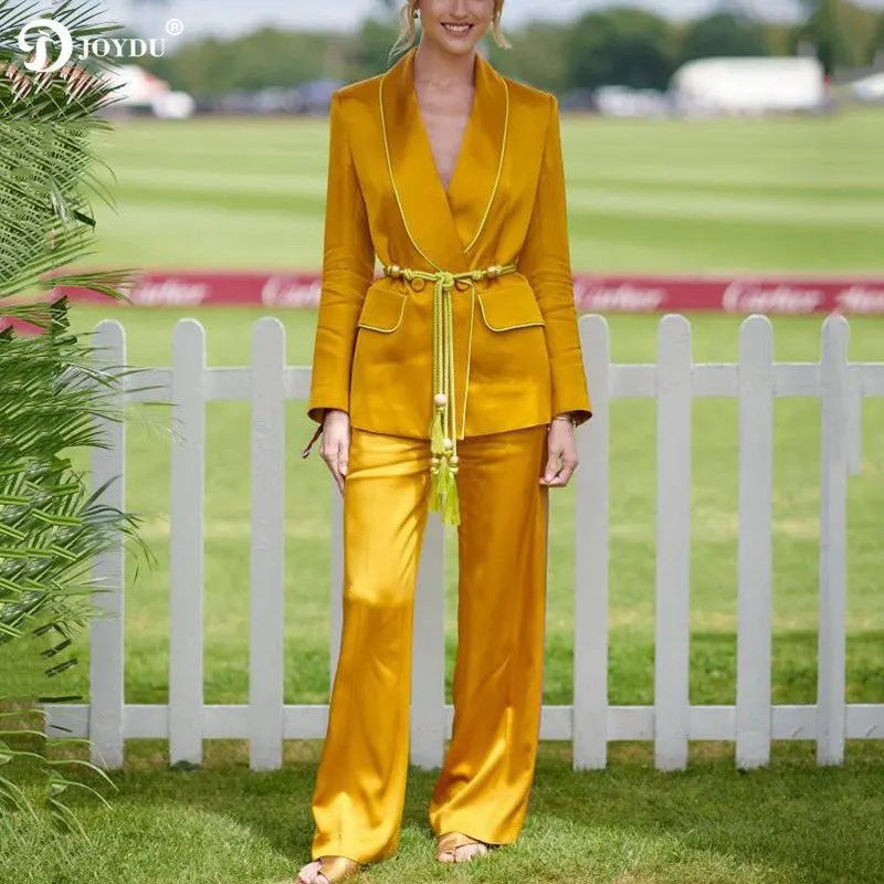 JOYDU Runway Design Two Piece Set Women Tracksuit 2019 Elegant Satin Silk Blazer Pants Suit Lace Up Belt Outfit Fashion Twinset
JOYDU Runway Design Two Piece Set Women Tracksuit 2019 Elegant Satin Silk Blazer Pants Suit Lace Up Belt Outfit Fashion Twinset