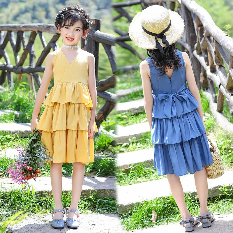Chiffon Dresses for Girls Off Shoulder Cake Dresses Children Clothing Sleveless V-Neck Baby Kids Clothes for 2019 Fashion
Chiffon Dresses for Girls Off Shoulder Cake Dresses Children Clothing Sleveless V-Neck Baby Kids Clothes for 2019 Fashion