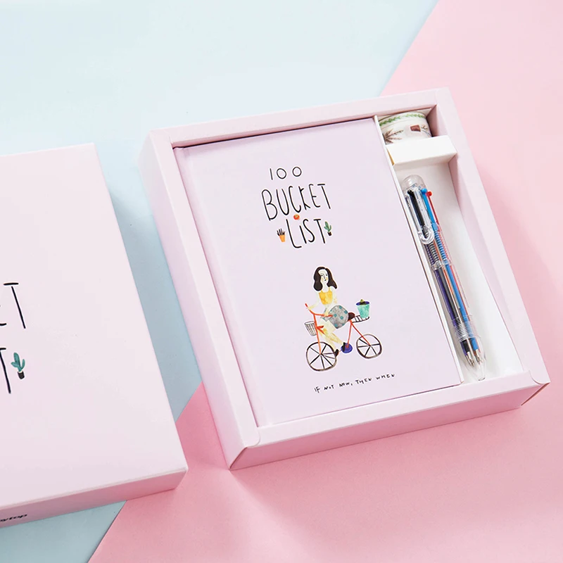 100 Bucket List Gift Set Notebook Ruler Tapes Pen Sets Kawaii Shool Office Supplies Stationary Cute Stationery Birthday Gifts
100 Bucket List Gift Set Notebook Ruler Tapes Pen Sets Kawaii Shool Office Supplies Stationary Cute Stationery Birthday Gifts