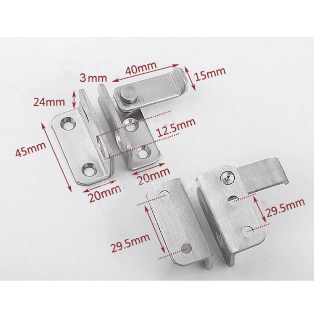 Slide Bolt Latch Gate Latches Safety Door Lock 40x45mm Stainless Steel Brushed Finish with Padlock Hole