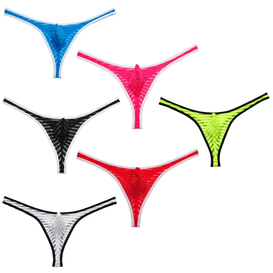 6PCS/Lot Transparent Sexy See-Through Men's Bikini Thongs Underpants Smooth Striped G-strings Pouch Shorts Gay Male Underwear
6PCS/Lot Transparent Sexy See-Through Men's Bikini Thongs Underpants Smooth Striped G-strings Pouch Shorts Gay Male Underwear