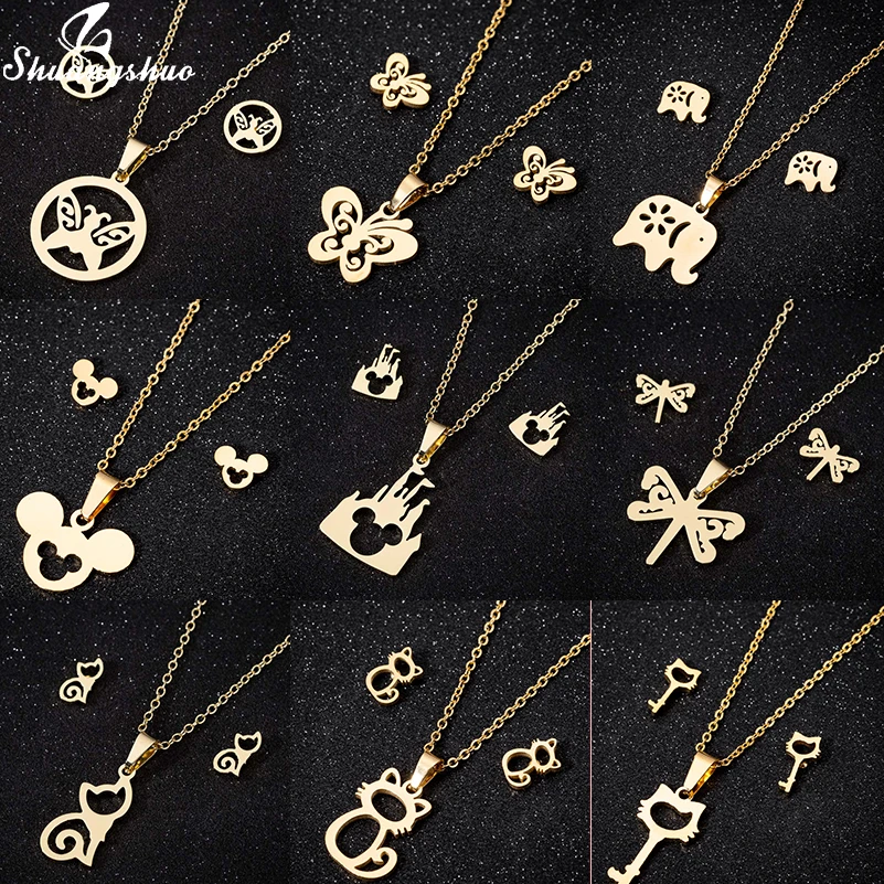 Shuangshuo Cute Mickey Necklaces & Pendants for Women Animal Mouse Cat Gold Choker Earrings Butterfly Jewelry Set Weeding Gifts
Shuangshuo Cute Mickey Necklaces & Pendants for Women Animal Mouse Cat Gold Choker Earrings Butterfly Jewelry Set Weeding Gifts