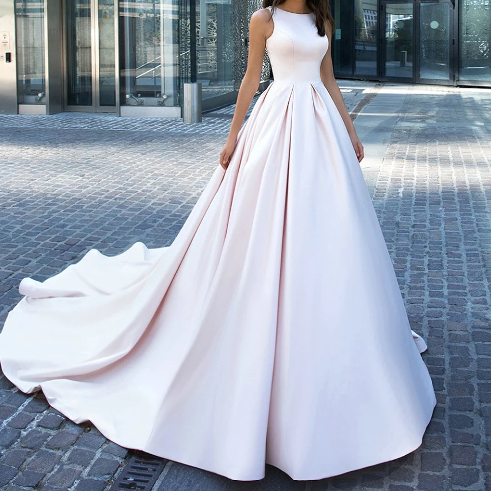 Elegant Satin Wedding Dress A Line Sleeveless Sash Europe Wedding Dresses 2019 Court Train Boho Bridal Gown Vestidos de Nova
Elegant Satin Wedding Dress A Line Sleeveless Sash Europe Wedding Dresses 2019 Court Train Boho Bridal Gown Vestidos de Nova