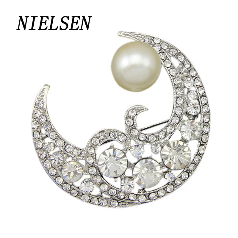 NIELSEN New European And American Fashion Exquisite Moon Shape Female Brooches Alloy Material Women'S Brooch Costume Jewelry |