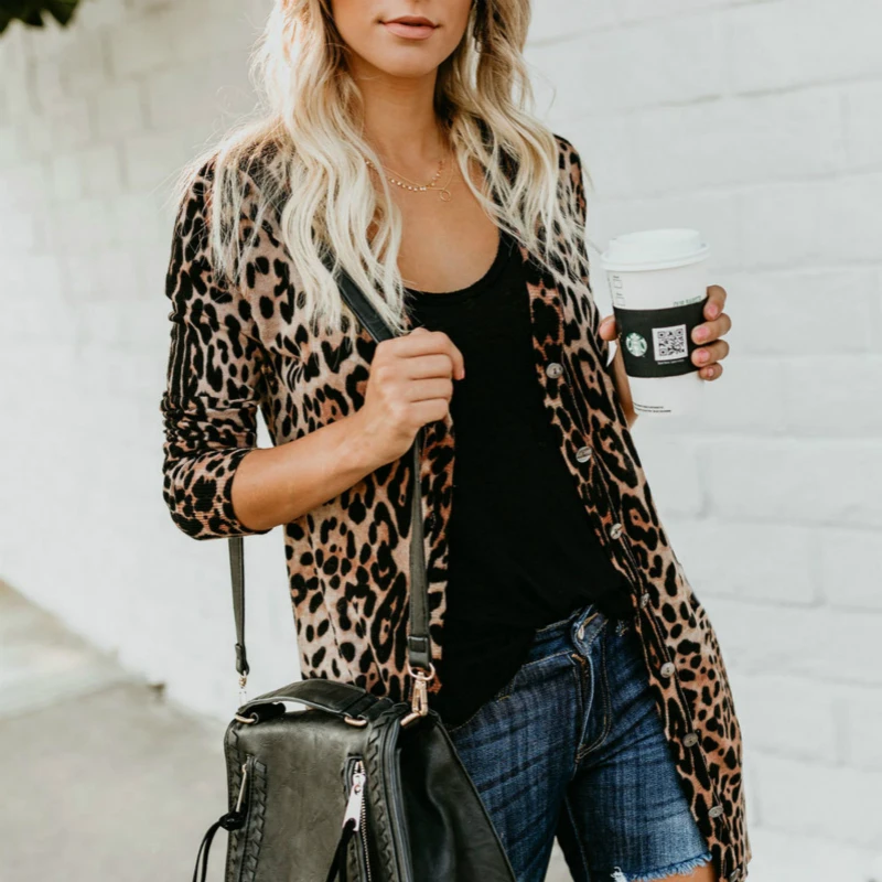 Women Leopard Print Coat Spring Autumn Collarless Single Breasted Outerwear Coats Long Sleeve Slim Coats Jackets for Lady
Women Leopard Print Coat Spring Autumn Collarless Single Breasted Outerwear Coats Long Sleeve Slim Coats Jackets for Lady