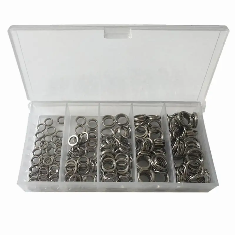 200pcs Stainless Steel Fishing Split Rings Lure Solid Ring Double Loop Crank Bait Connectors Tackle Tool Kit with Box
200pcs Stainless Steel Fishing Split Rings Lure Solid Ring Double Loop Crank Bait Connectors Tackle Tool Kit with Box