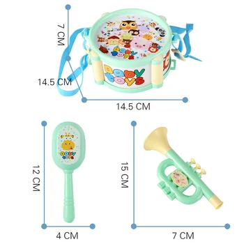 New 4pcs Children Toy Instruments Kit Drum Small Sand Hammer Horn Kits Early Educational Baby Toys Gift
New 4pcs Children Toy Instruments Kit Drum Small Sand Hammer Horn Kits Early Educational Baby Toys Gift