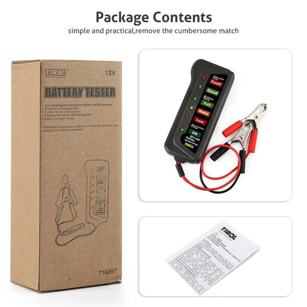 12V Digital Car Battery Tester Ancel BST100 Alternator Motorcycle Battery Tester Car-detector 6 LED Lights Display
12V Digital Car Battery Tester Ancel BST100 Alternator Motorcycle Battery Tester Car-detector 6 LED Lights Display