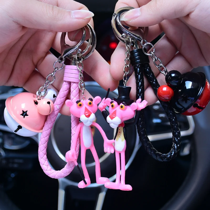 Pink Panther Cartoon Fluffy Rabbit Fur Pom Pom Cute Leopard Keychain Doll Bell Key Ring Women Car Purse Key Chains Trinkets D174
Pink Panther Cartoon Fluffy Rabbit Fur Pom Pom Cute Leopard Keychain Doll Bell Key Ring Women Car Purse Key Chains Trinkets D174