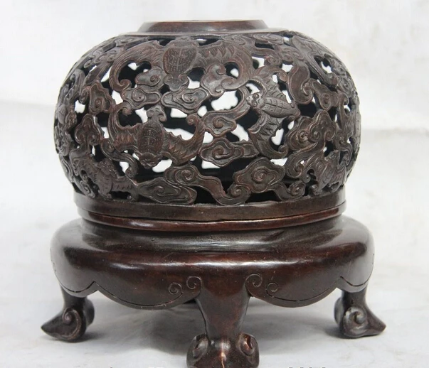 Elegant old S1600 China Palace Royal Old Copper Bronze Carved Bat chiropter Incense Burner Censer statue
Elegant old S1600 China Palace Royal Old Copper Bronze Carved Bat chiropter Incense Burner Censer statue