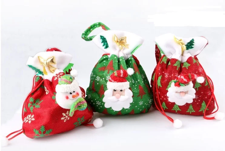 Image Christmas Personalized Santa Sack Drawstring Sweet Candy Treats Holder Bags Holiday Gift Wrap Stocking handbag party xmas decor