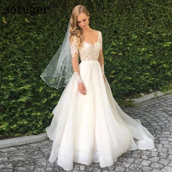 Stylish V Neck Appliques A line Backless A line With Long Sleeves White Weddding Dresses Bridal Gown Vestidos de Noivas Custom
Stylish V Neck Appliques A line Backless A line With Long Sleeves White Weddding Dresses Bridal Gown Vestidos de Noivas Custom