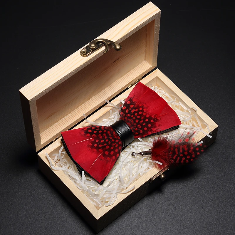 JEMYGINS original design red natural bird feather bow tie handmade leather bow tie brooch wooden box wedding party birthday gift
JEMYGINS original design red natural bird feather bow tie handmade leather bow tie brooch wooden box wedding party birthday gift
