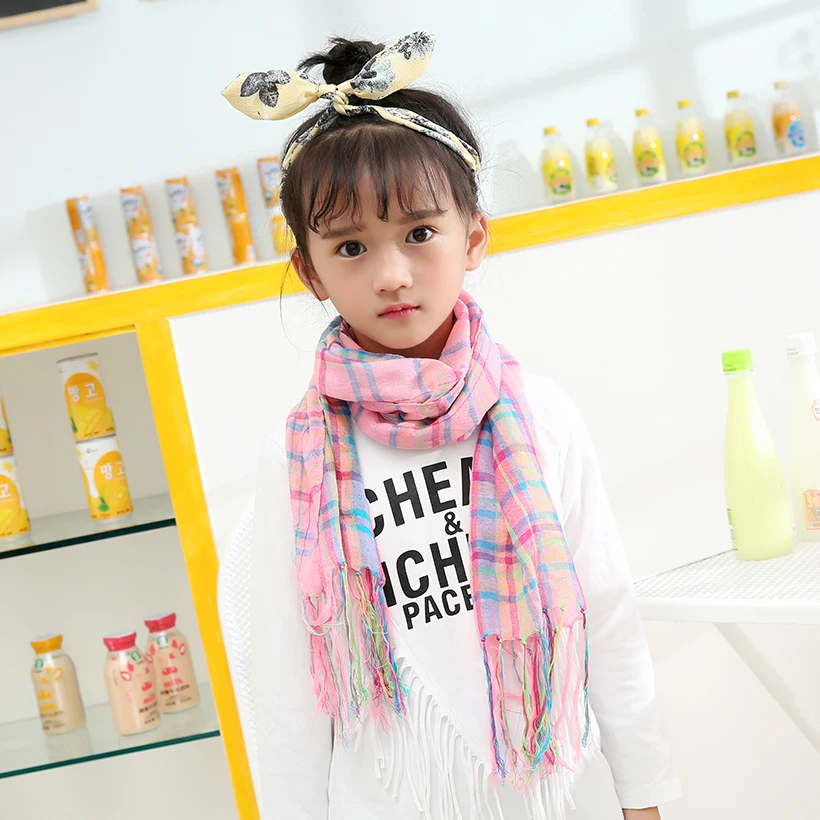 Новый модный клетчатый шарф для маленьких девочек розовый мягкий теплый из