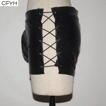 New Men's Leather Boxer Sexy Gay Underwear Wetlook Underwear Lace Up Bandage Pole Dance Clubwear Cock Shown Wear
New Men's Leather Boxer Sexy Gay Underwear Wetlook Underwear Lace Up Bandage Pole Dance Clubwear Cock Shown Wear