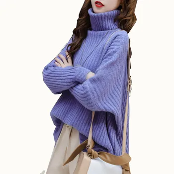 2020spring Autumn Warm Women Sweater High Collar Loose Solid Color Korean Version Knitted Women Sweater Top Femme Solid Kintwear
2020spring Autumn Warm Women Sweater High Collar Loose Solid Color Korean Version Knitted Women Sweater Top Femme Solid Kintwear