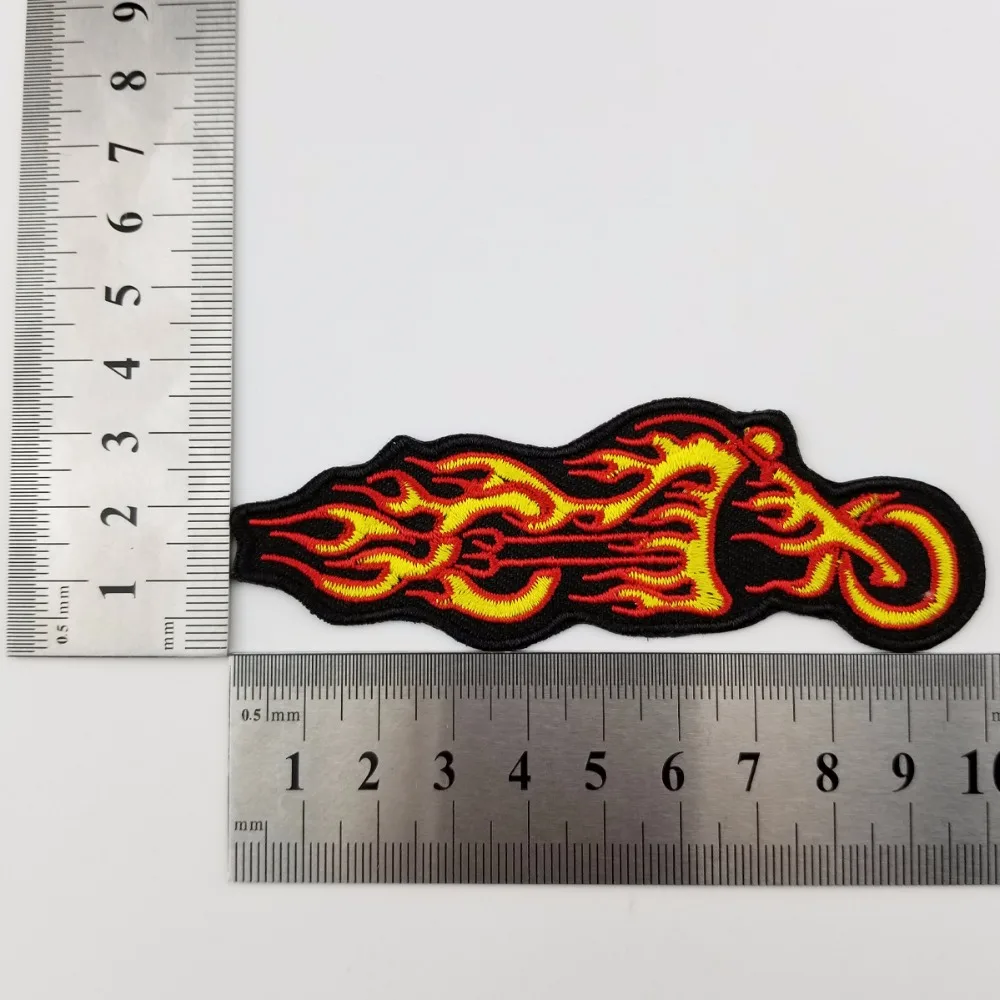 G008 Cheapest Fire Motor Embroidery Iron On Vest Patch Sew On Any Garment Leather Rider Emblem 4 Wholesale Price Patch Free Shipping (2)