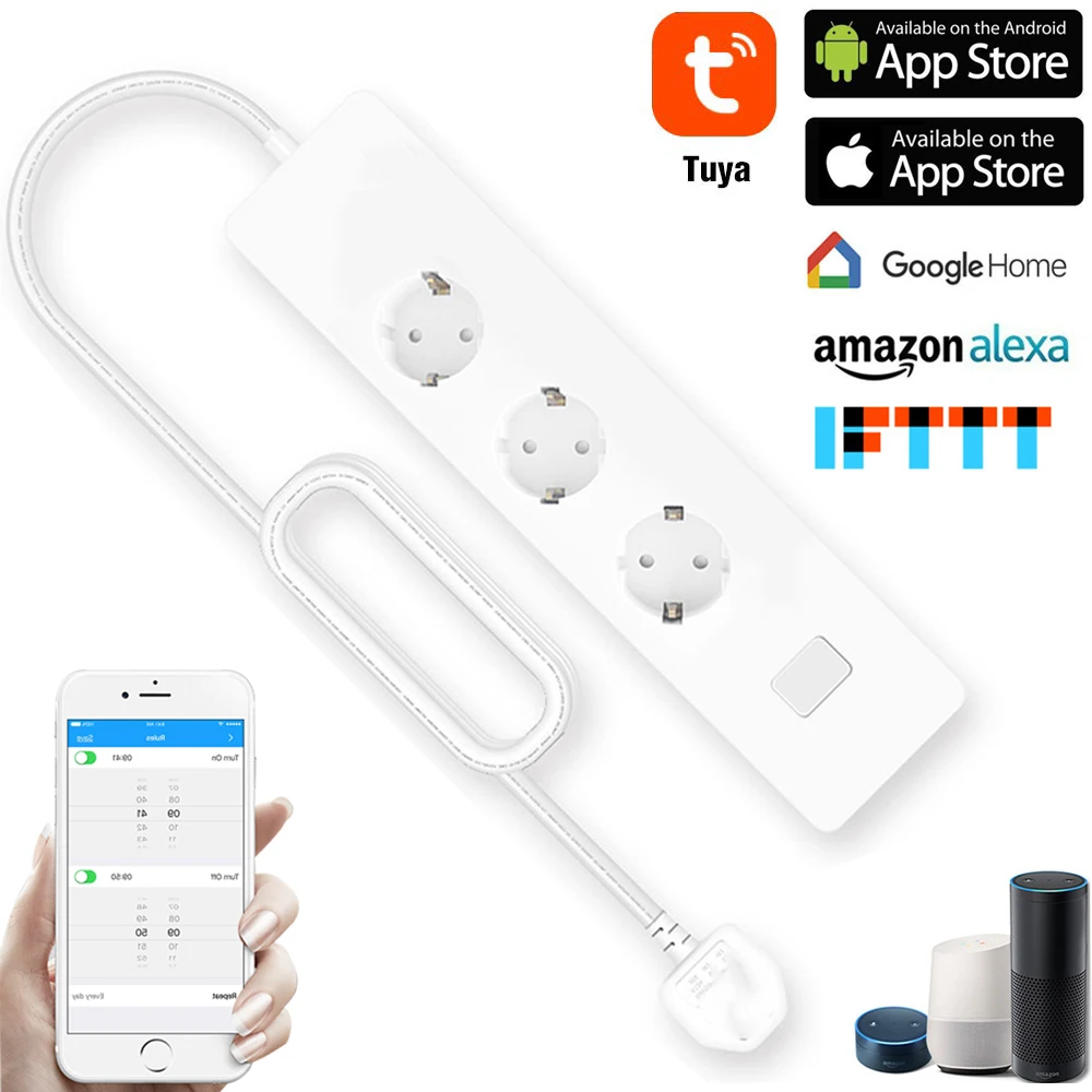 Wifi Smart Power Strip Extension Socket 3 EU Outlets Plug 2 USB Charging Port Timing Voice Control Work with Alexa Google Ho'me
Wifi Smart Power Strip Extension Socket 3 EU Outlets Plug 2 USB Charging Port Timing Voice Control Work with Alexa Google Ho'me