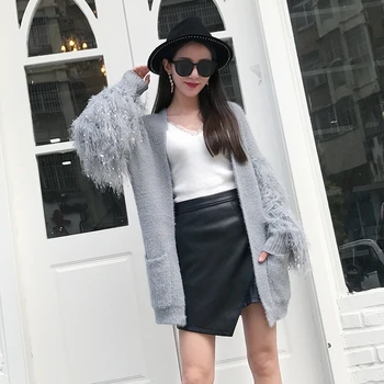 Fringed Knitted Sweater Cardigan Dress Sequins Tassels Long Sleeved Wool Faux Fur Pullover Double Pockets Knitted Shirts Tops
Fringed Knitted Sweater Cardigan Dress Sequins Tassels Long Sleeved Wool Faux Fur Pullover Double Pockets Knitted Shirts Tops