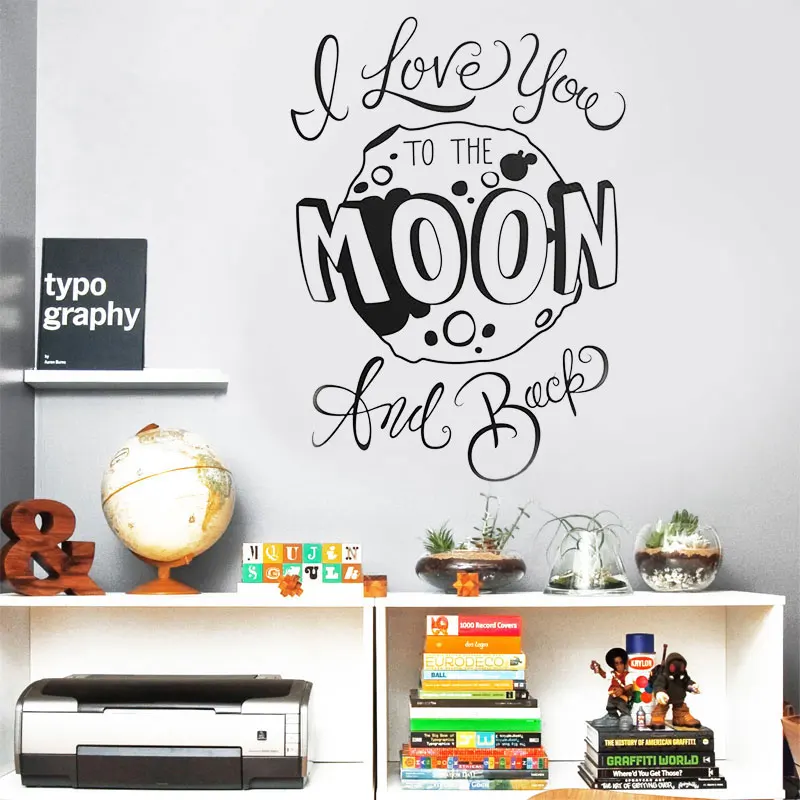 Cartoon I Love The Moon And Back Quote Vinyl Home Decoration Wall Sticker Nursery Kids Room Decor Removable Decals Murals BO35
Cartoon I Love The Moon And Back Quote Vinyl Home Decoration Wall Sticker Nursery Kids Room Decor Removable Decals Murals BO35