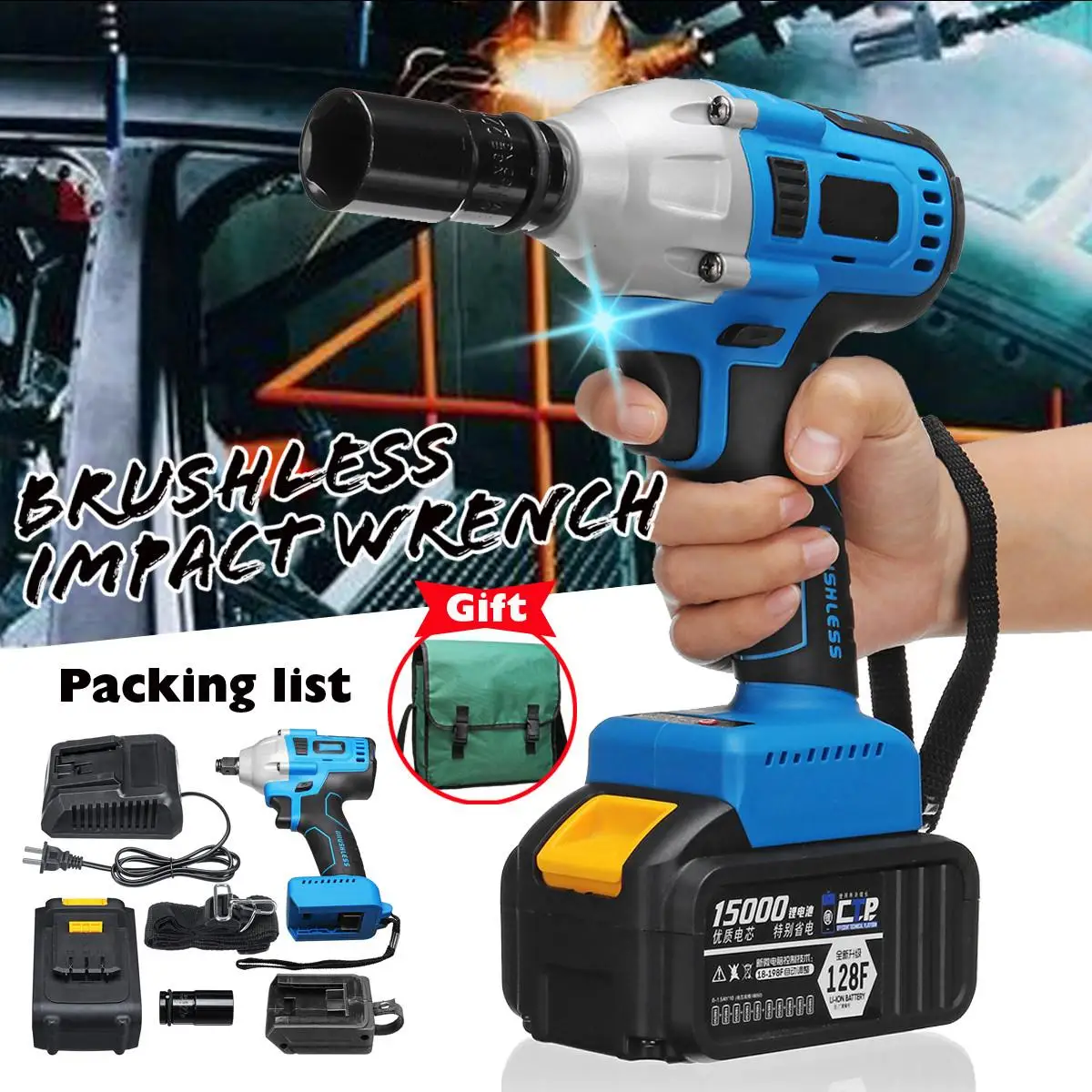 15000mAh Lithium-Ion battery Electric Impact Wrench 340Nm Cordless Brushless with Rechargeable Battery AC 100-240V
15000mAh Lithium-Ion battery Electric Impact Wrench 340Nm Cordless Brushless with Rechargeable Battery AC 100-240V