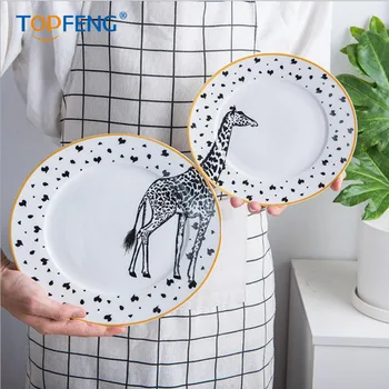 TOPFENG Animal Design Porcelain Plate Tableware Set Ceramic Dinner Salad Plate Zebra Giraffe Antelope kangaroo(2pcs 8/10 inch)
TOPFENG Animal Design Porcelain Plate Tableware Set Ceramic Dinner Salad Plate Zebra Giraffe Antelope kangaroo(2pcs 8/10 inch)