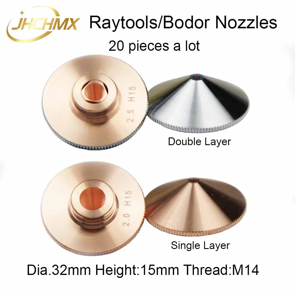 20pcs/lot Bodor Empower Nozzles Single/Double Layer Dia.32mm Caliber 1.0 - 3.5 For Raytools BT230 BT240 Fiber Laser Cutting Head
20pcs/lot Bodor Empower Nozzles Single/Double Layer Dia.32mm Caliber 1.0 - 3.5 For Raytools BT230 BT240 Fiber Laser Cutting Head