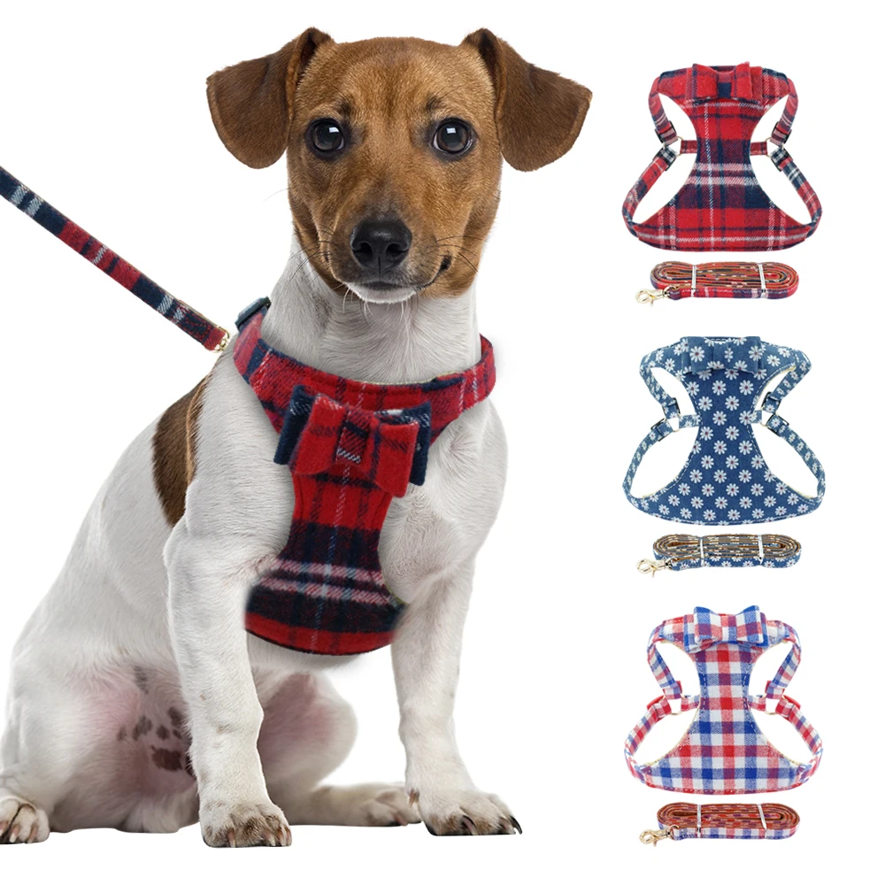 Small Dog Harness and Leash Set Plaid Puppy Harness Vest Bowknot Breathable Pet Harness for Pitbull Boston Terrier Dogs Leashes
Small Dog Harness and Leash Set Plaid Puppy Harness Vest Bowknot Breathable Pet Harness for Pitbull Boston Terrier Dogs Leashes