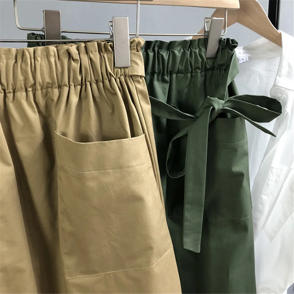 HIGH QUALITY Big Pocket Autumn Skirt For Women 2018 Casual mid-calf length pleated skirts Solid High Waist Skirt Maxi (9)