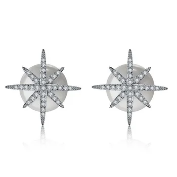 AAA Quality Fashion Micro Pave CZ Star Earrings 925 Sterling Silver Needle Dual Side Snowflake Pearl Stud Earrings For Women
AAA Quality Fashion Micro Pave CZ Star Earrings 925 Sterling Silver Needle Dual Side Snowflake Pearl Stud Earrings For Women