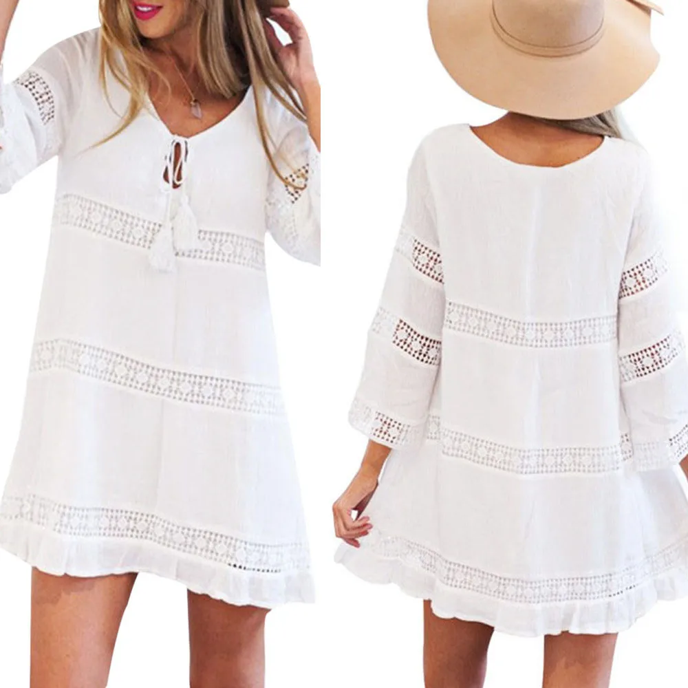 2018 Women Sexy Lace Dress Sheer Cold Shoulder Loose Tunics Female Vestidos Beach Mini Women's Dresses Drop Shipping 3j17*
2018 Women Sexy Lace Dress Sheer Cold Shoulder Loose Tunics Female Vestidos Beach Mini Women's Dresses Drop Shipping 3j17*