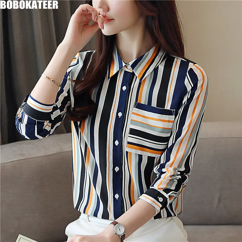 BOBOKATEER Fashion Blouse Women Shirts Long Sleeve Vintage Ladies Striped Chiffon Shirt Womens Tops And Blouses Blusas New 2019
BOBOKATEER Fashion Blouse Women Shirts Long Sleeve Vintage Ladies Striped Chiffon Shirt Womens Tops And Blouses Blusas New 2019