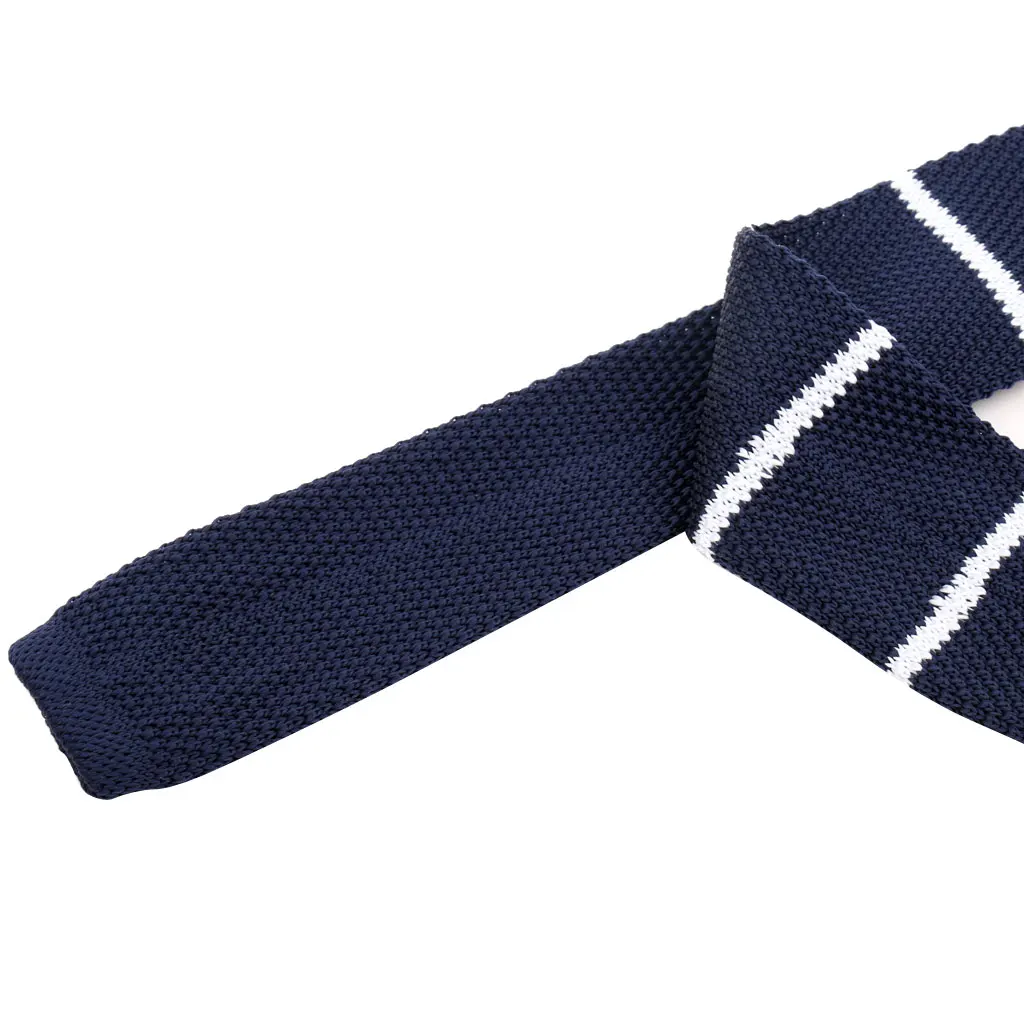 Pack of 2 Pieces Retro Men Wool Knitted Flat Woven Tie Red Blue Wedding Party Necktie