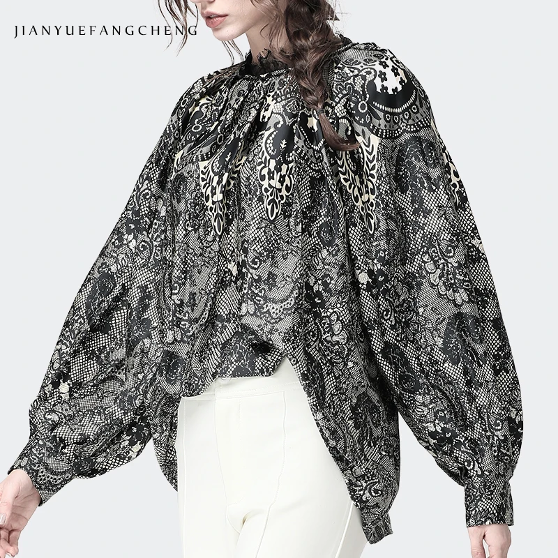 Snake Print Blouse Plus Size Loose-Fitting Women' Tops Fashion Stand Collar Large Lantern Sleeve Pull On Womens Shirt Peplum
Snake Print Blouse Plus Size Loose-Fitting Women' Tops Fashion Stand Collar Large Lantern Sleeve Pull On Womens Shirt Peplum