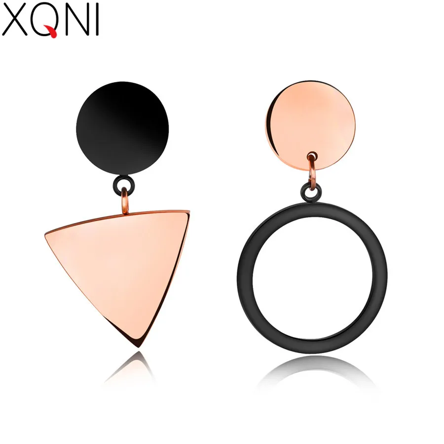 XQNI Occident Geometric Triangle Simple Temperament Circle Round Rose Gold Color Asymmetric Titanium Earrings
XQNI Occident Geometric Triangle Simple Temperament Circle Round Rose Gold Color Asymmetric Titanium Earrings