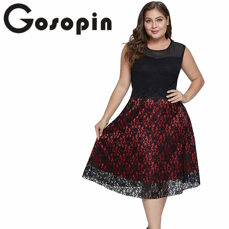 Gosopin Plus Size Vintage Party Dress Sleeveless Flared Lace Sexy New Summer Dress 2019 Patchwork Elegant A Line Dresses 220522
Gosopin Plus Size Vintage Party Dress Sleeveless Flared Lace Sexy New Summer Dress 2019 Patchwork Elegant A Line Dresses 220522