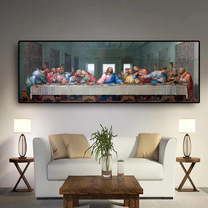 

The Last Supper by Leonardo Da Vinci Famous Canvas Painting Cuadros Poster and Prints Wall Pictures For Living Room kitchen Room